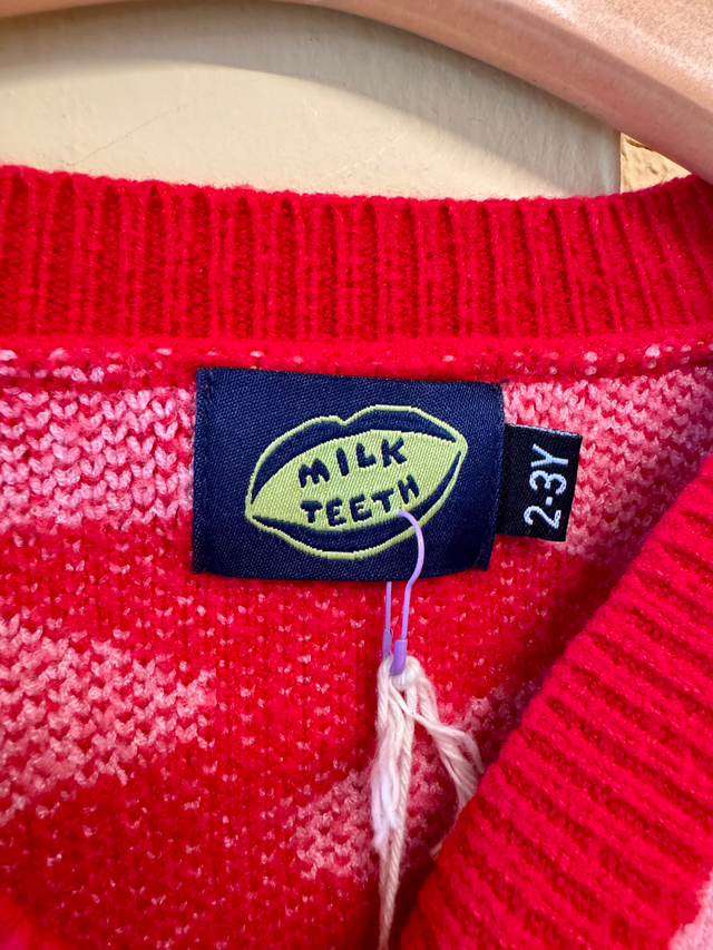 Milk Teeth Pink & Red Cardigan