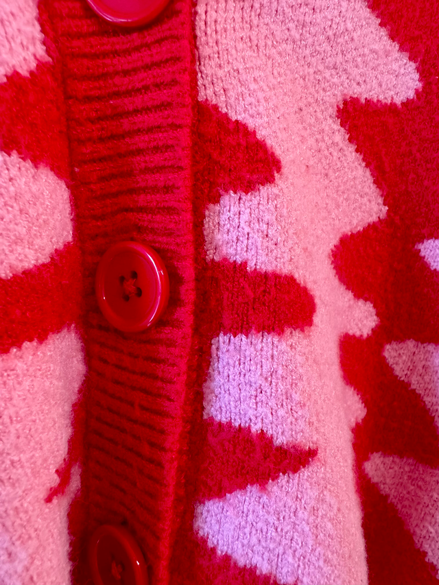 Milk Teeth Pink & Red Cardigan