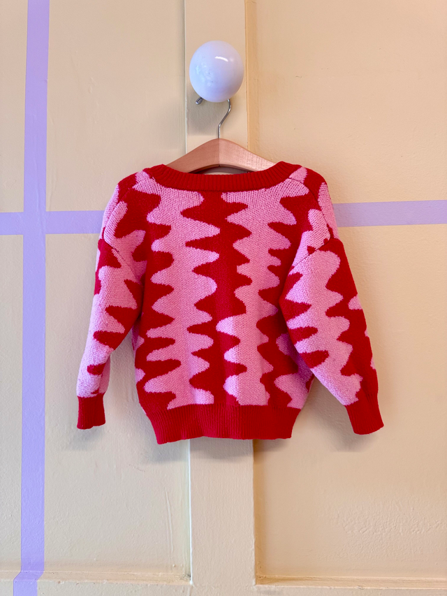 Milk Teeth Pink & Red Cardigan
