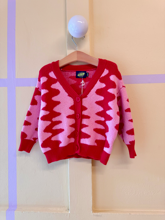 Milk Teeth Pink & Red Cardigan