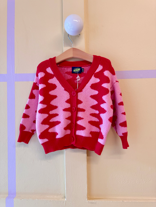 Milk Teeth Pink & Red Cardigan